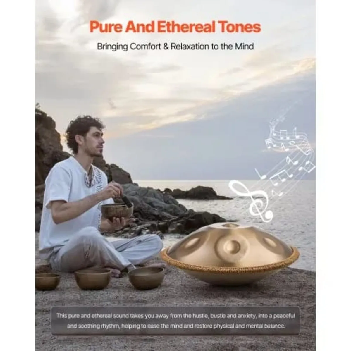 Handpan Drum, 56 cm 9 Notes Steel Hand Drum, 432Hz - Image 2