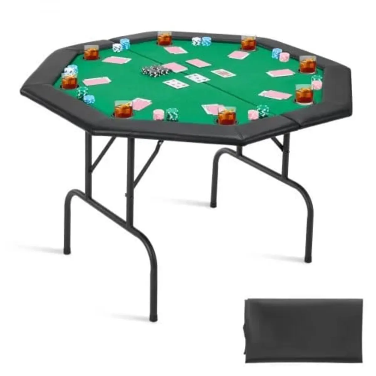 Foldable Poker Table, 8 Player 1220 mm Folding Cas - Image 1