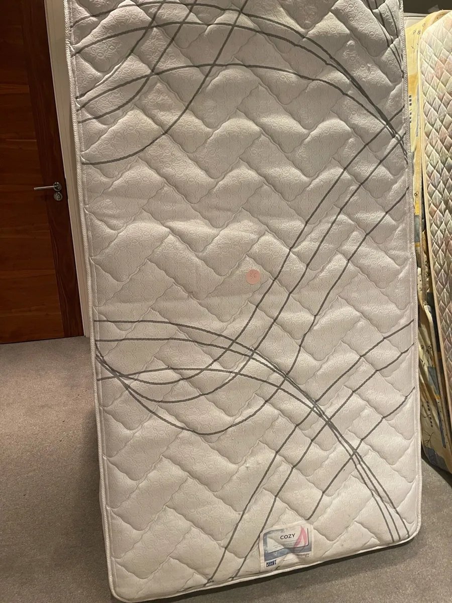 Extremely Rare Super Single Wooden Bed & Mattress - Image 3