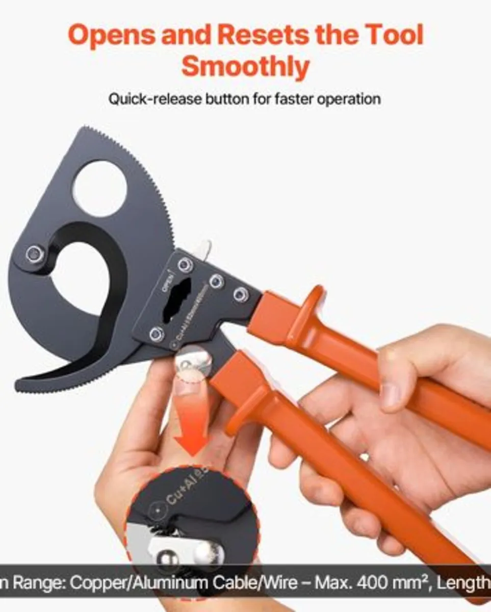 Ratcheting Cable Cutter, Spring Steel Blades - Image 3