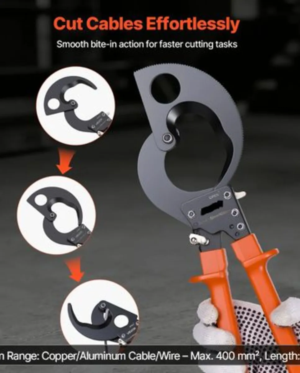 Ratcheting Cable Cutter, Spring Steel Blades - Image 4