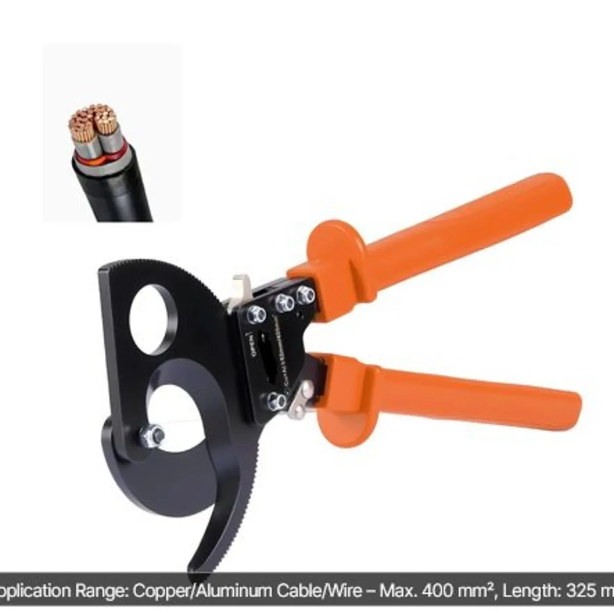 Ratcheting Cable Cutter, Spring Steel Blades - Image 1
