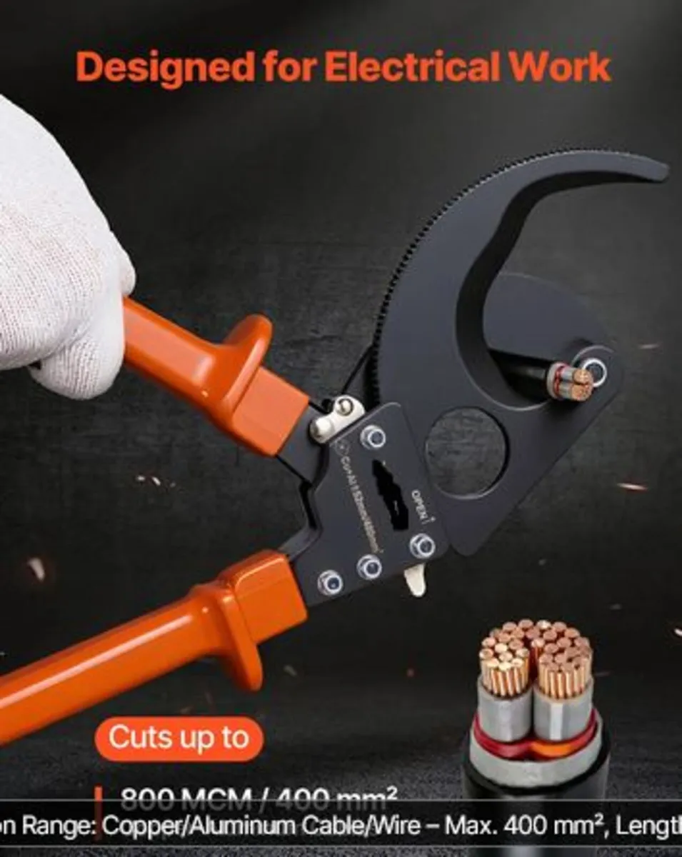 Ratcheting Cable Cutter, Spring Steel Blades - Image 2
