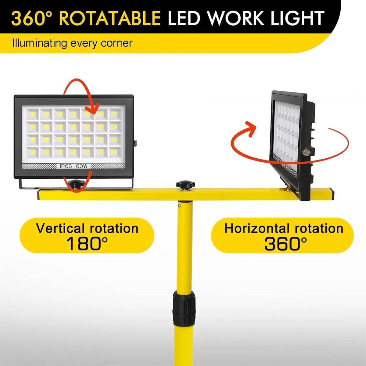 LED Work Light Tripod Floodlight 11000 Lumens - Image 4
