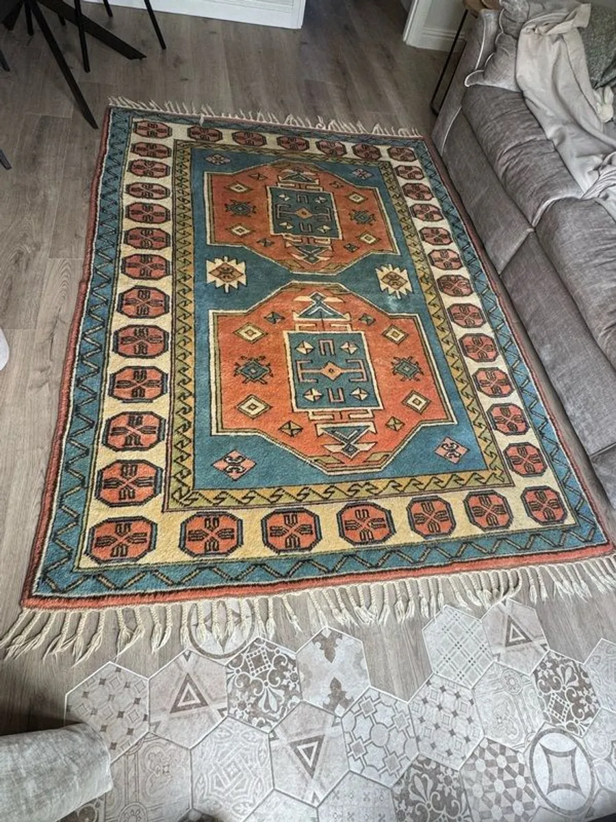 Vintage Hand made Turkish Wool Rug-165 X 228 cm - Image 4