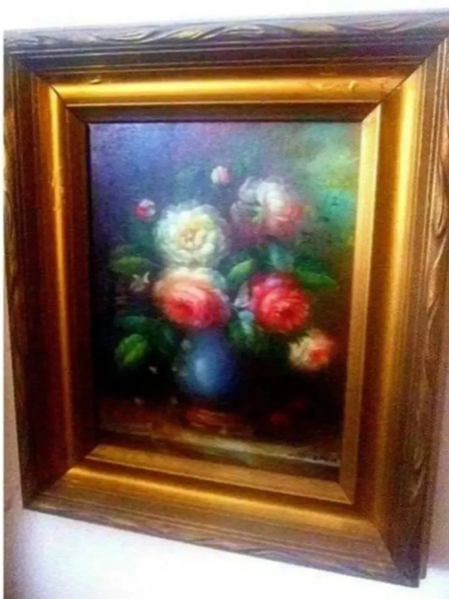 Pristine Vintage Floral Oil Painting-C. Josephin - Image 1
