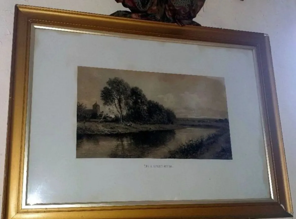 Large Antique Framed Landscape 'The Silvery Morn' - Image 3