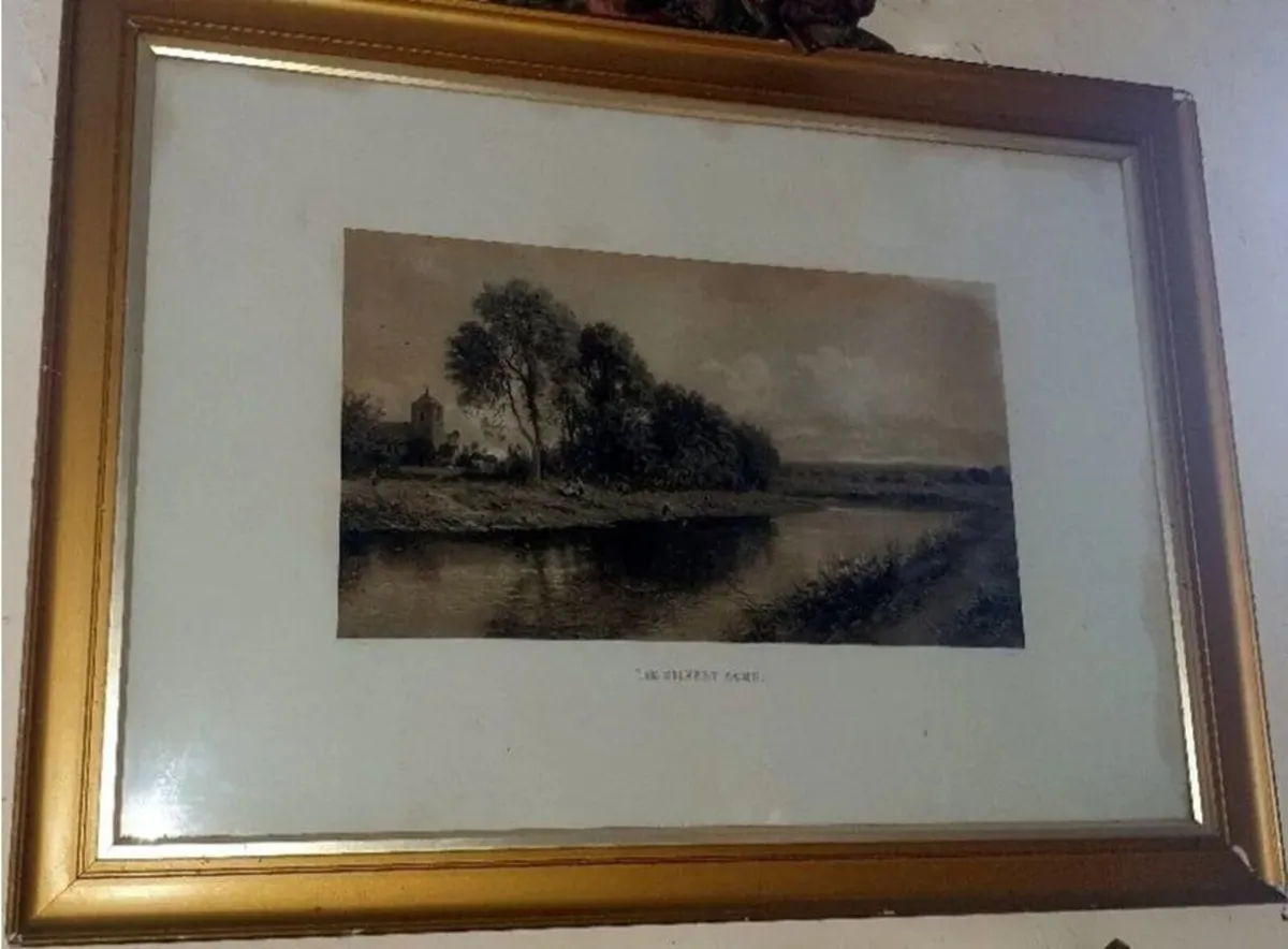 Large Antique Framed Landscape 'The Silvery Morn' - Image 1