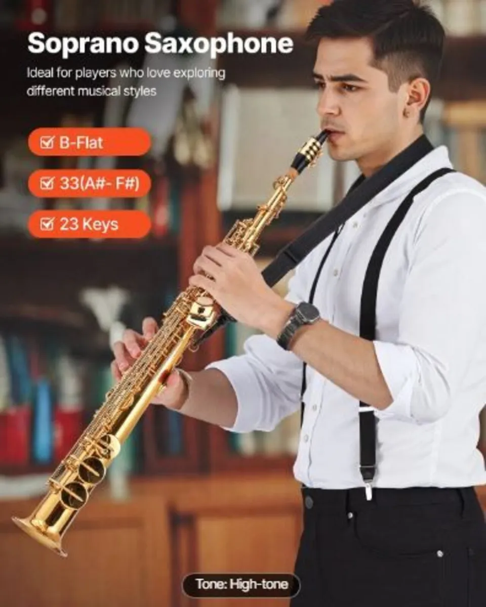 Straight Soprano Saxophone, B Flat, Brass - Image 2