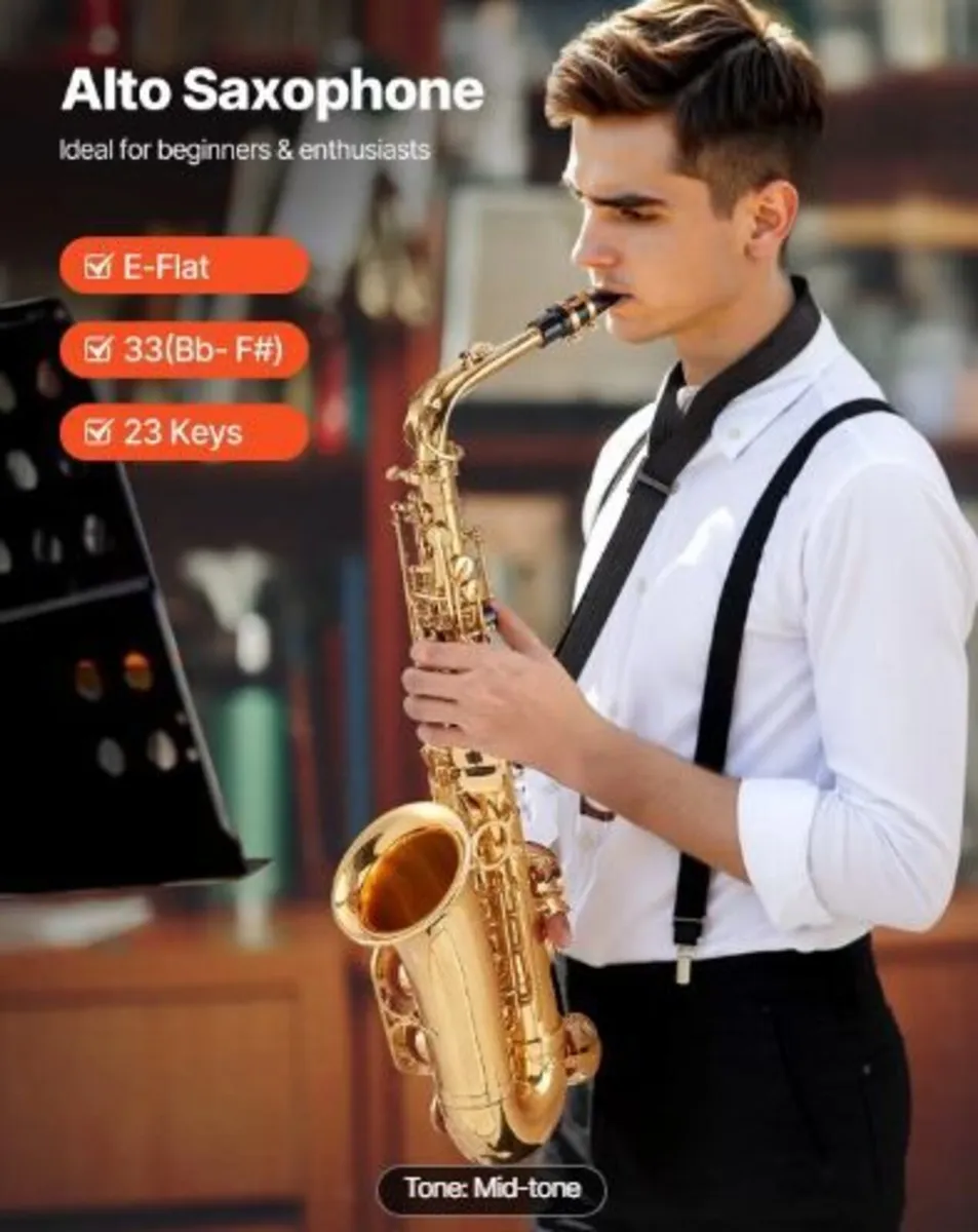 Alto Saxophone, E Flat, Brass Saxophone Beginner K - Image 3