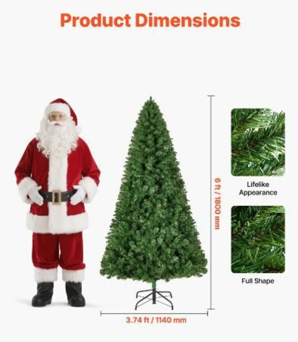 Christmas Tree, 1.8m Artificial Xmas Tree - Image 3