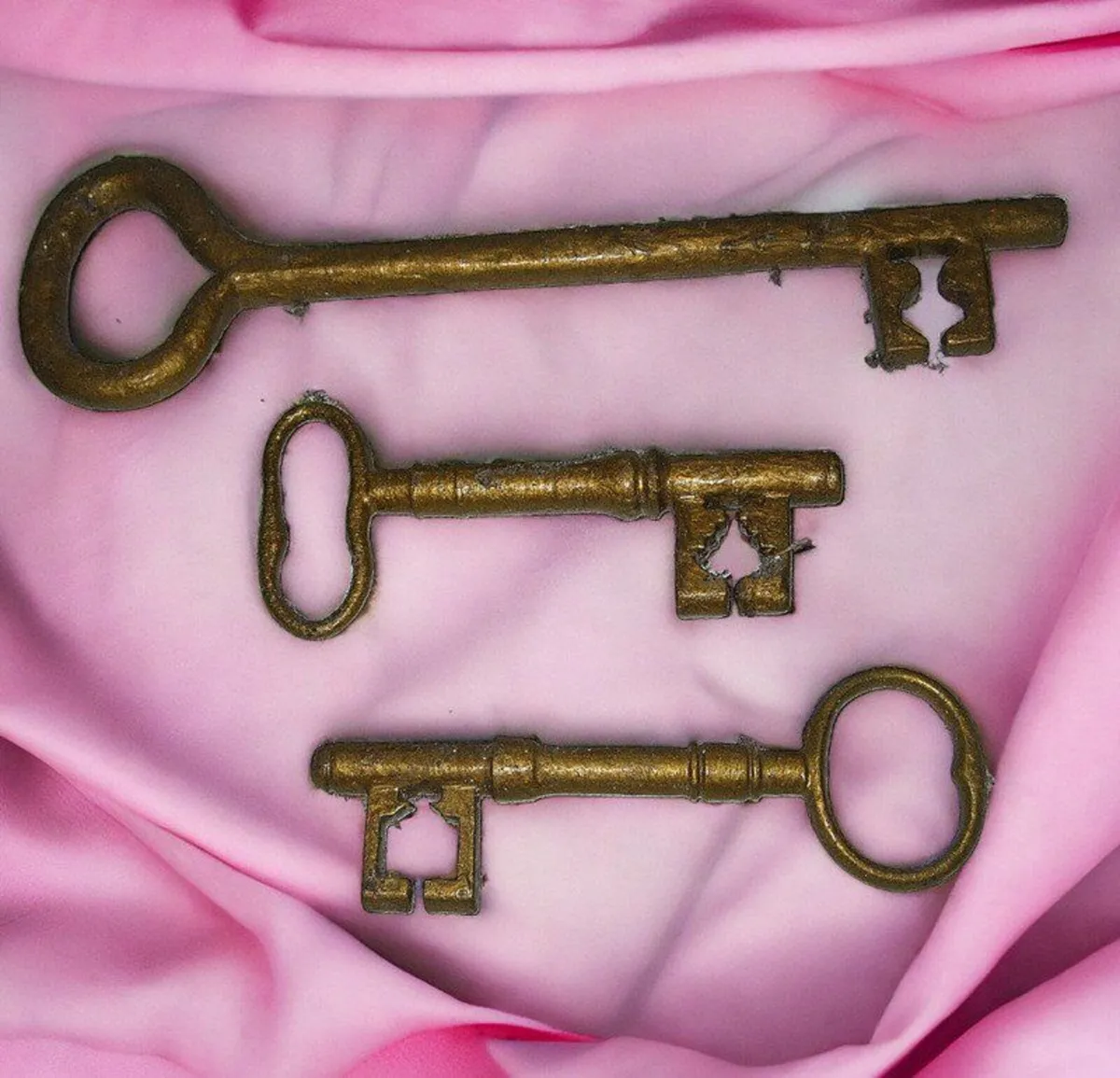 3 Authentic Vintage Skeleton Keys – Large - Image 1