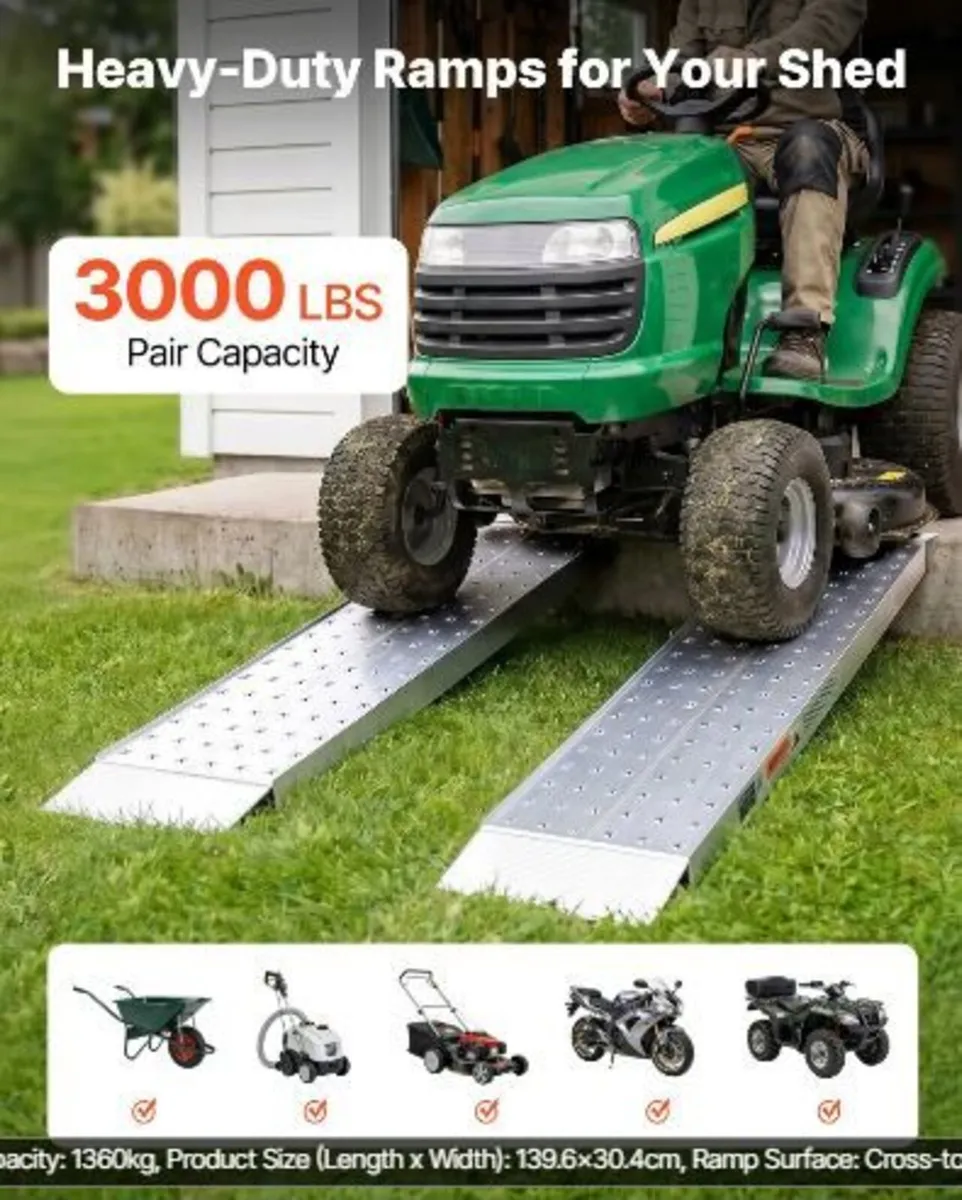 Aluminum Trailer Ramps, 2PCS 1396 x 304mm - Image 2