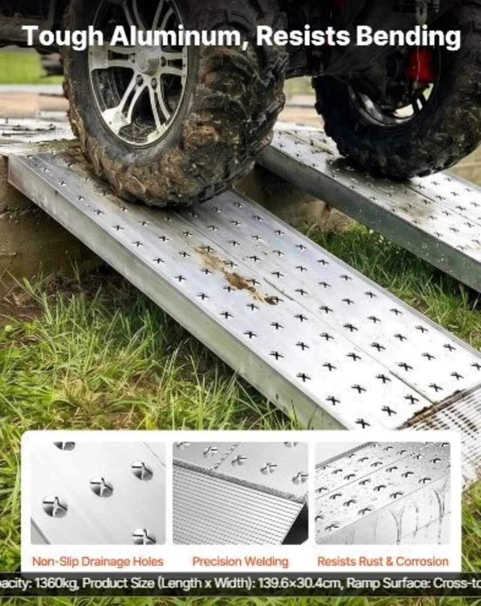 Aluminum Trailer Ramps, 2PCS 1396 x 304mm - Image 4