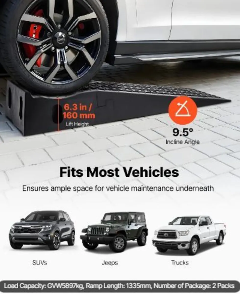 Car Ramps, 2 PCS 5897 kg GVW Capacity, 160 mm - Image 1