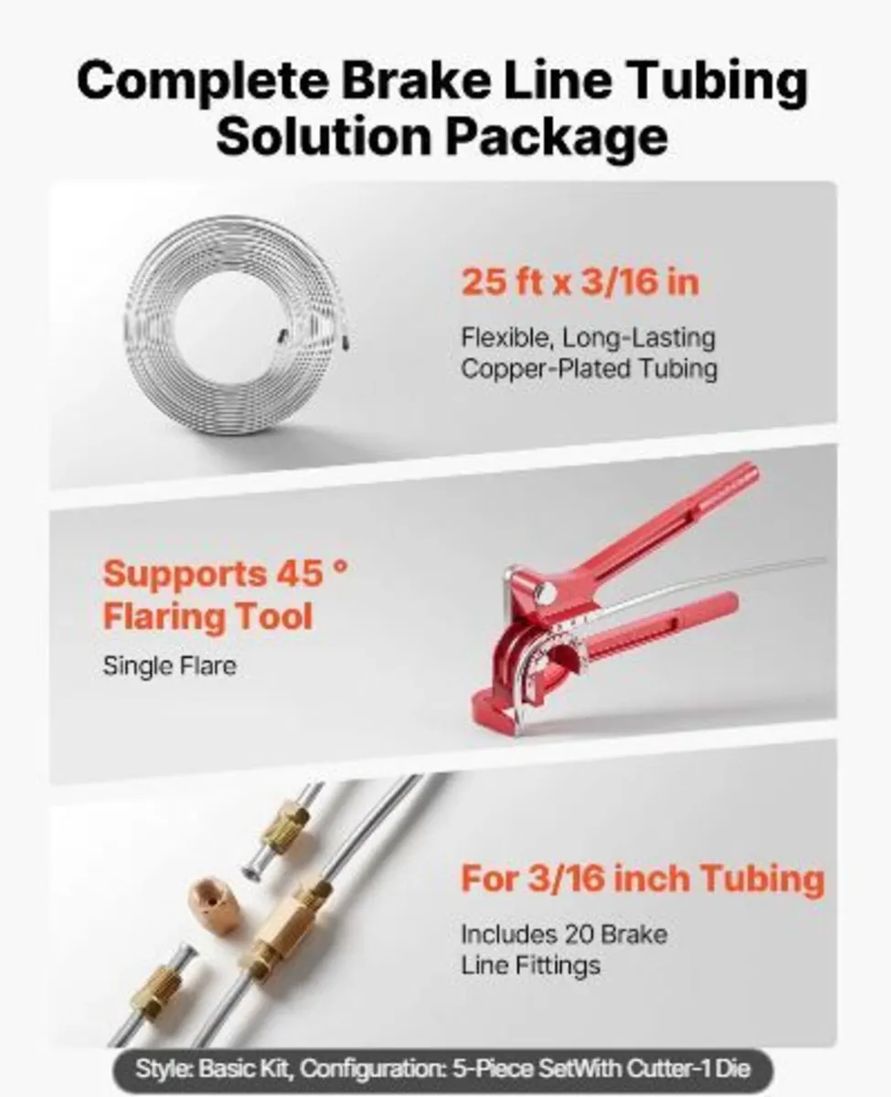 3/16" Brake Line Repair Kit, 45° Single Brake - Image 3