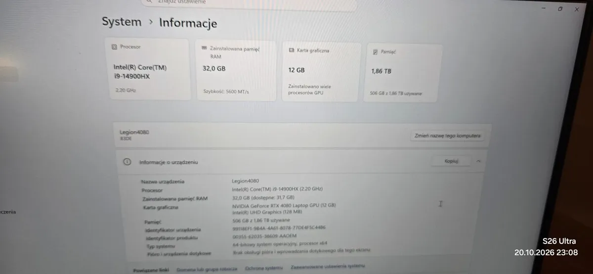 Legion 7 14900hx Rtx4080 12gb Ssd 2tb, 32gb ram - Image 2