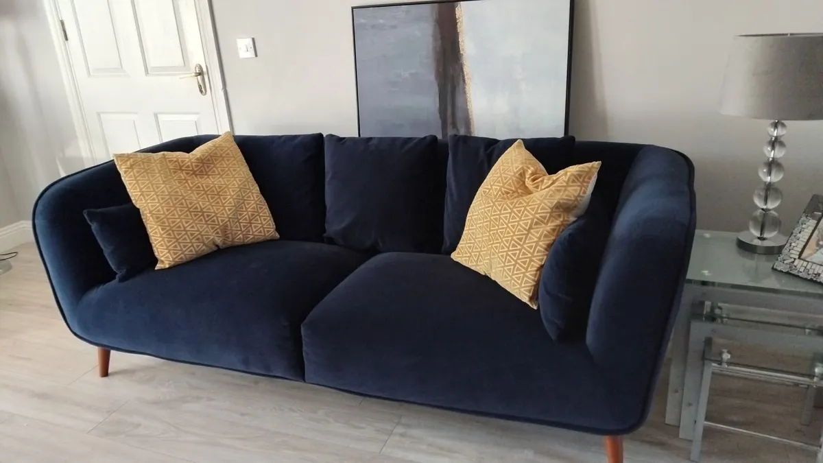 NAVY FABRIC 3 SEATER SOFA - Image 2