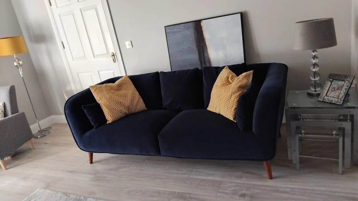 NAVY FABRIC 3 SEATER SOFA - Image 4