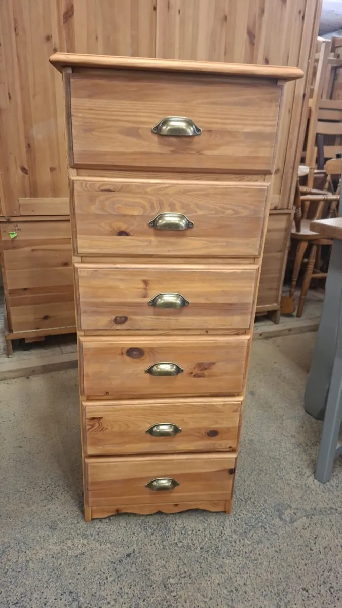 Vintage pine tallboy chest of drawers - Image 2