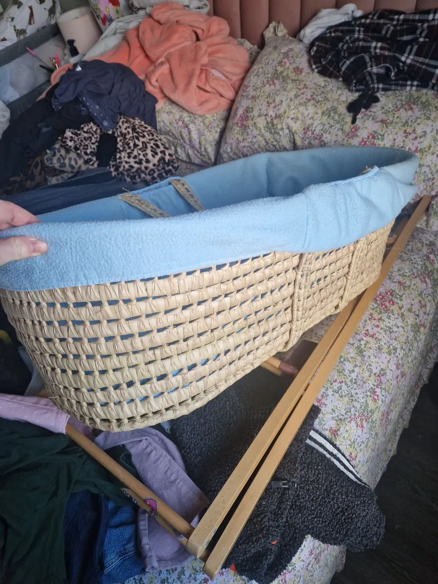 Moses basket, stand and mattress FREE - Image 1