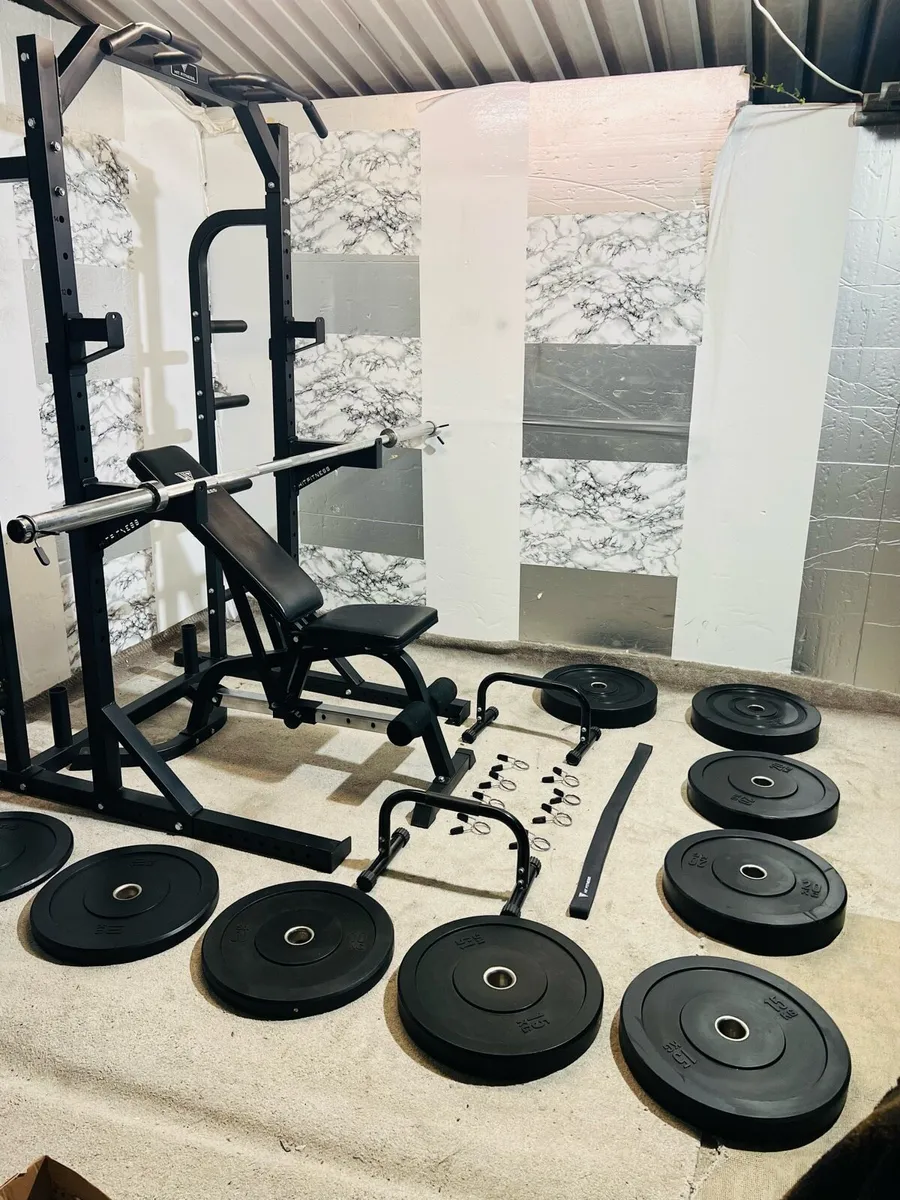 170KG OLYMPIC BARBELL SET HALF RACK BENCH + - Image 2
