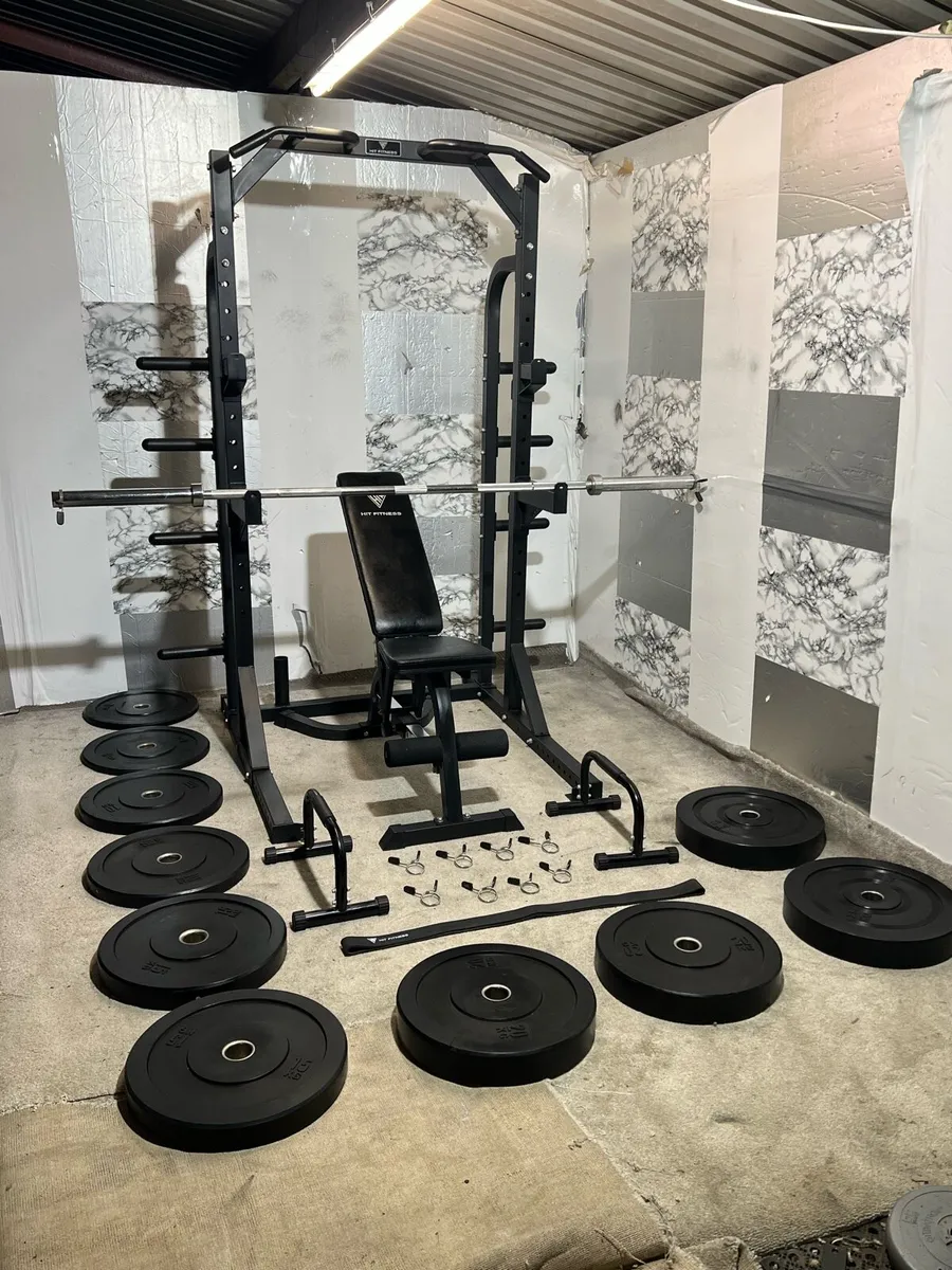 170KG OLYMPIC BARBELL SET HALF RACK BENCH + - Image 4