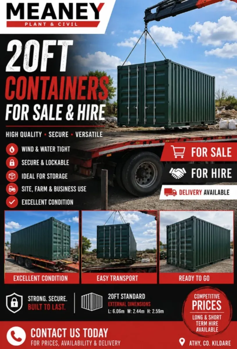 20ft Shipping Containers for HIRE/SALE! - Image 1
