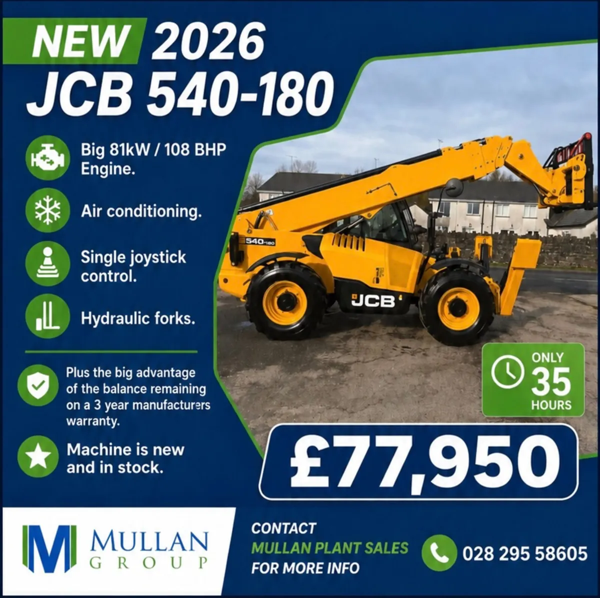 NEW 2026 JCB 540-180 Big Engine / AC / Joystick