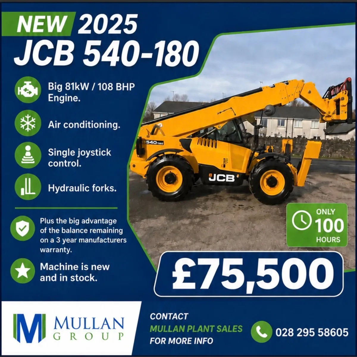 New 2025 JCB 540-180 Big Engine / AC / Joystick