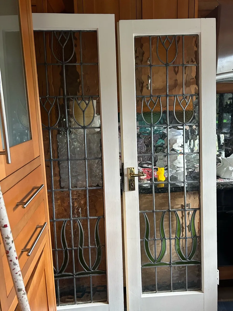 pair of stained glass doors - Image 1
