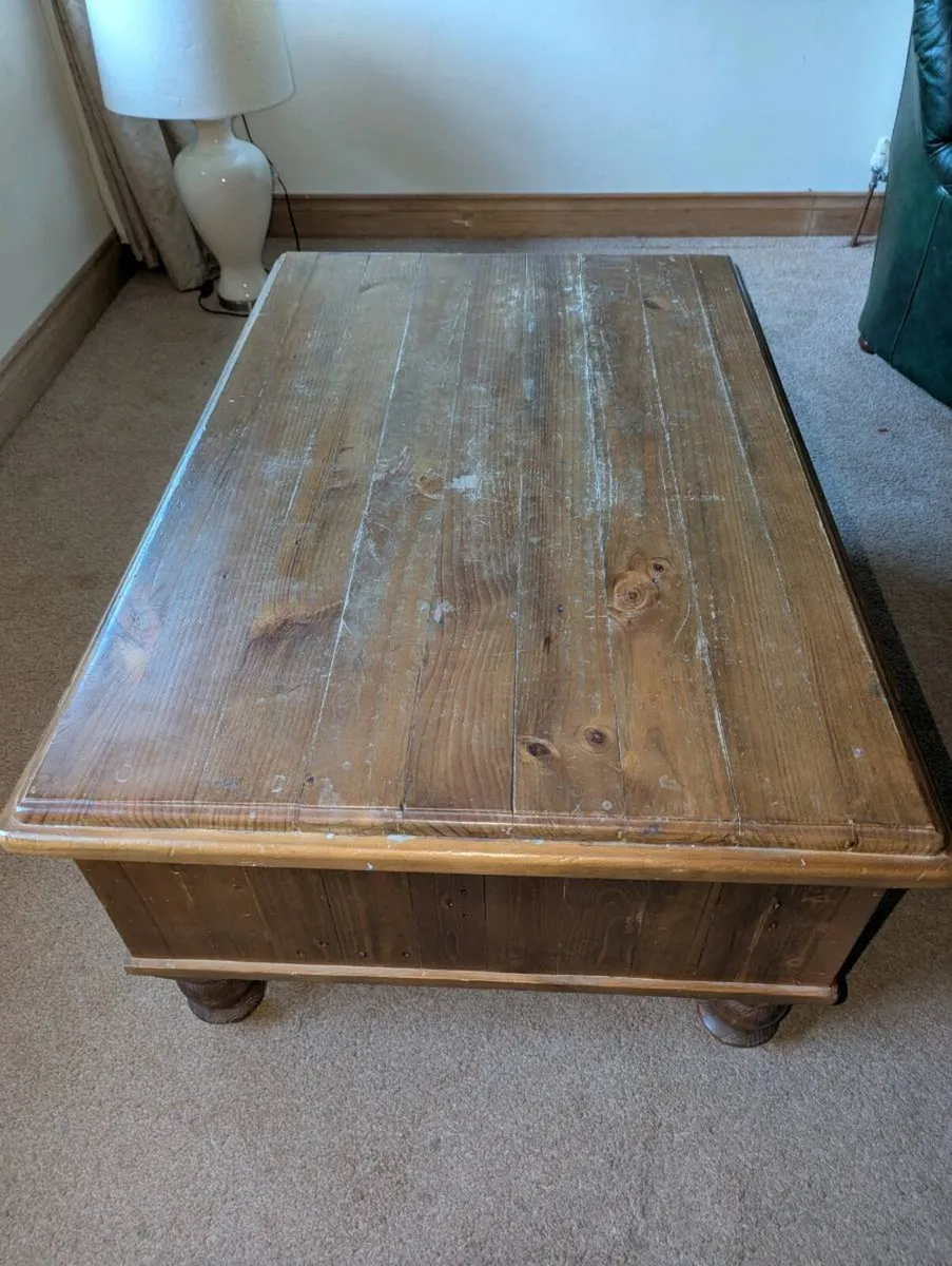 Solid Pine Coffee Table with 3 Drawers - Image 3