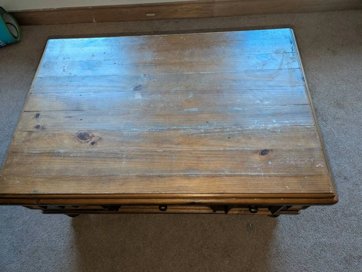 Solid Pine Coffee Table with 3 Drawers - Image 2