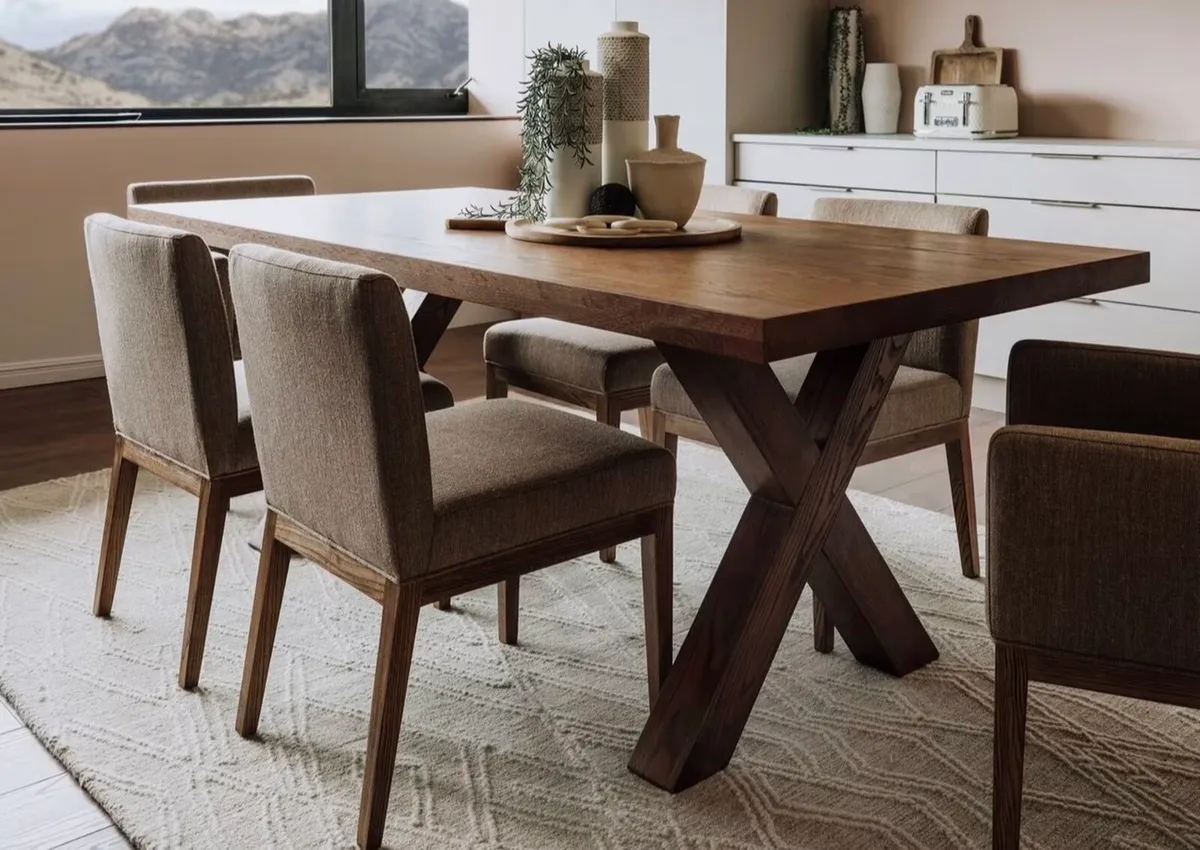 200cm All Oak Dining Table Brand New - Image 1
