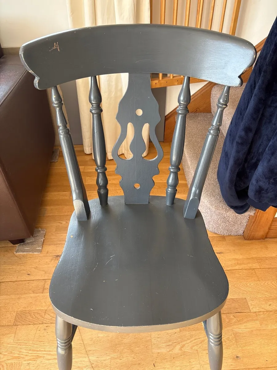 Darker grey painted solid wooden chair’s x4 - Image 1