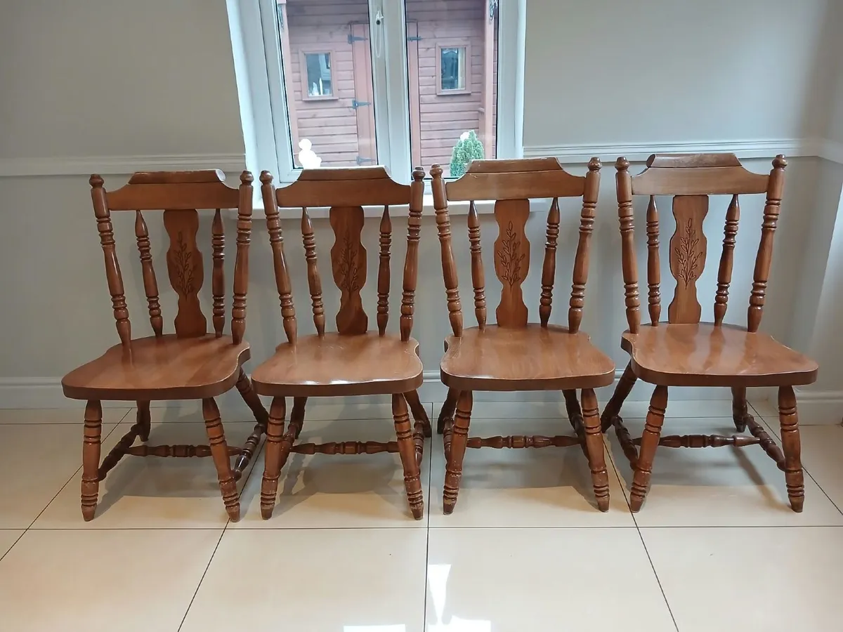 Vintage Solid Pine Kitchen Chairs (Set of 6) - Image 4