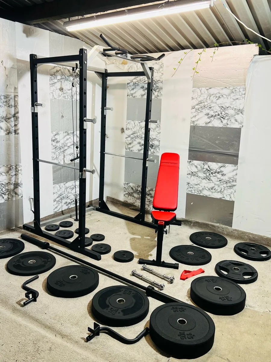 POWER RACK BENCH OLYMPIC WEIGHTS BAR DUMBBELLS BEN - Image 1