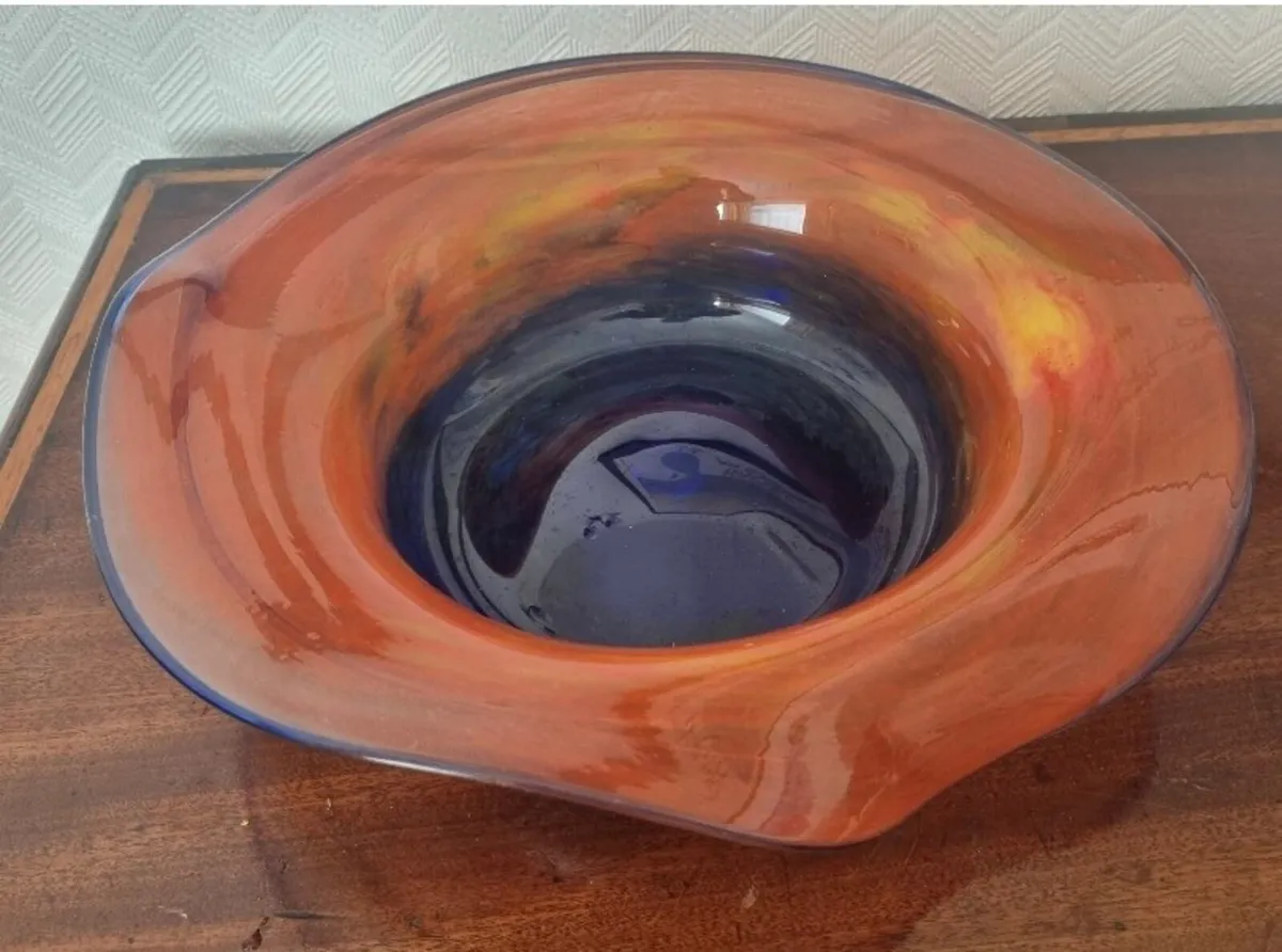Ceramic Handblown Glass Centerpiece Bowl - Image 2