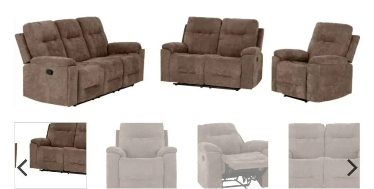 Guildford 3+2+1 Recliner Suite – Antelope Brown Fa - Image 1
