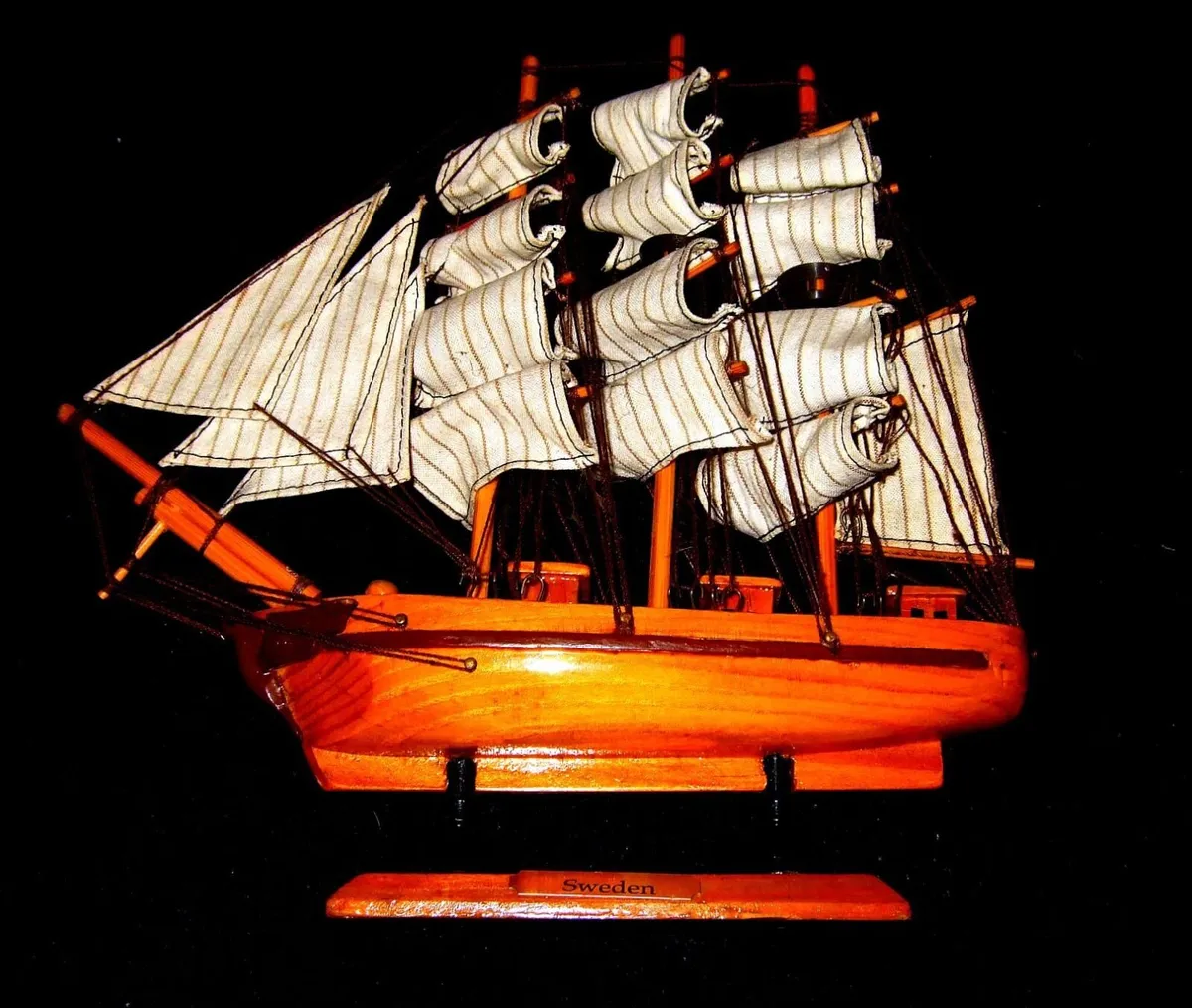 Pristine Vintage Wooden Sailing Ship Model (12") - Image 1