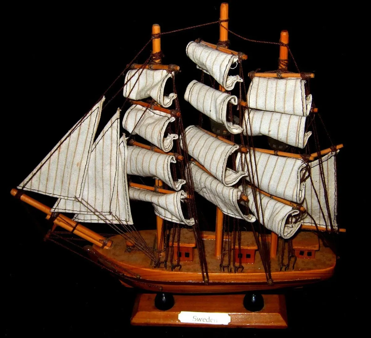 Pristine Vintage Wooden Sailing Ship Model (12") - Image 3