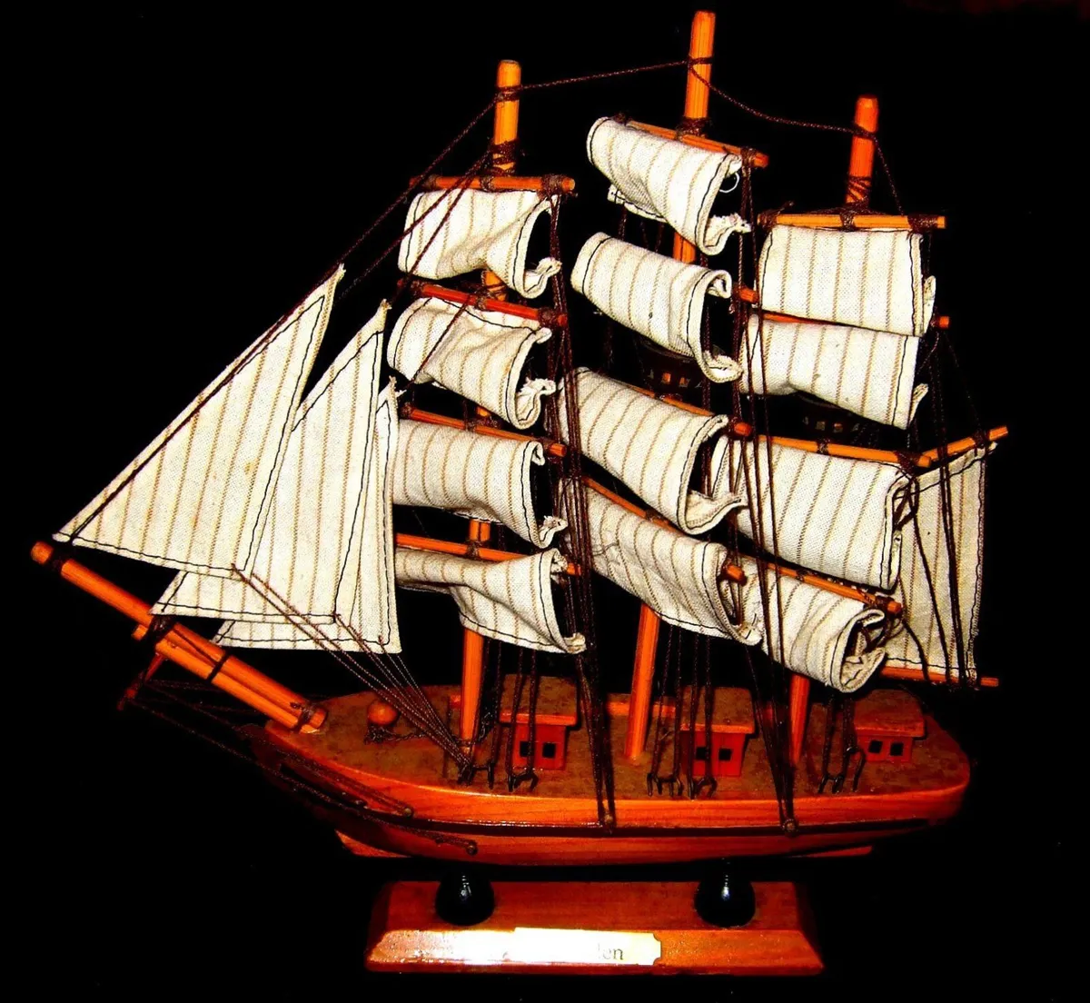 Pristine Vintage Wooden Sailing Ship Model (12") - Image 4