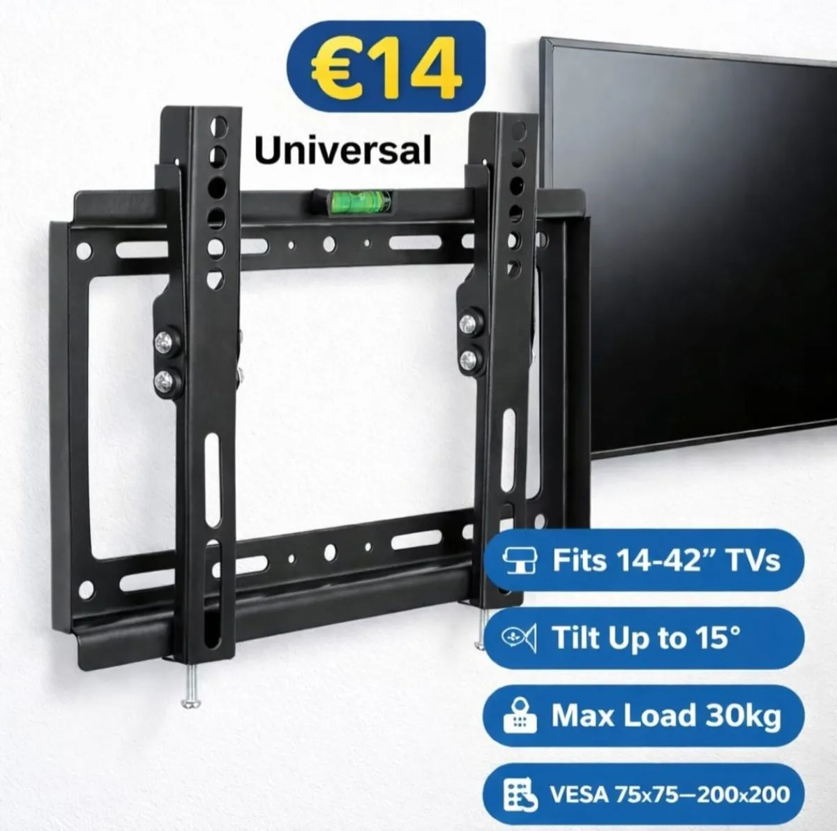 Tv Wall Mount Bracket Flat Tilt 14" - 42" - Image 1