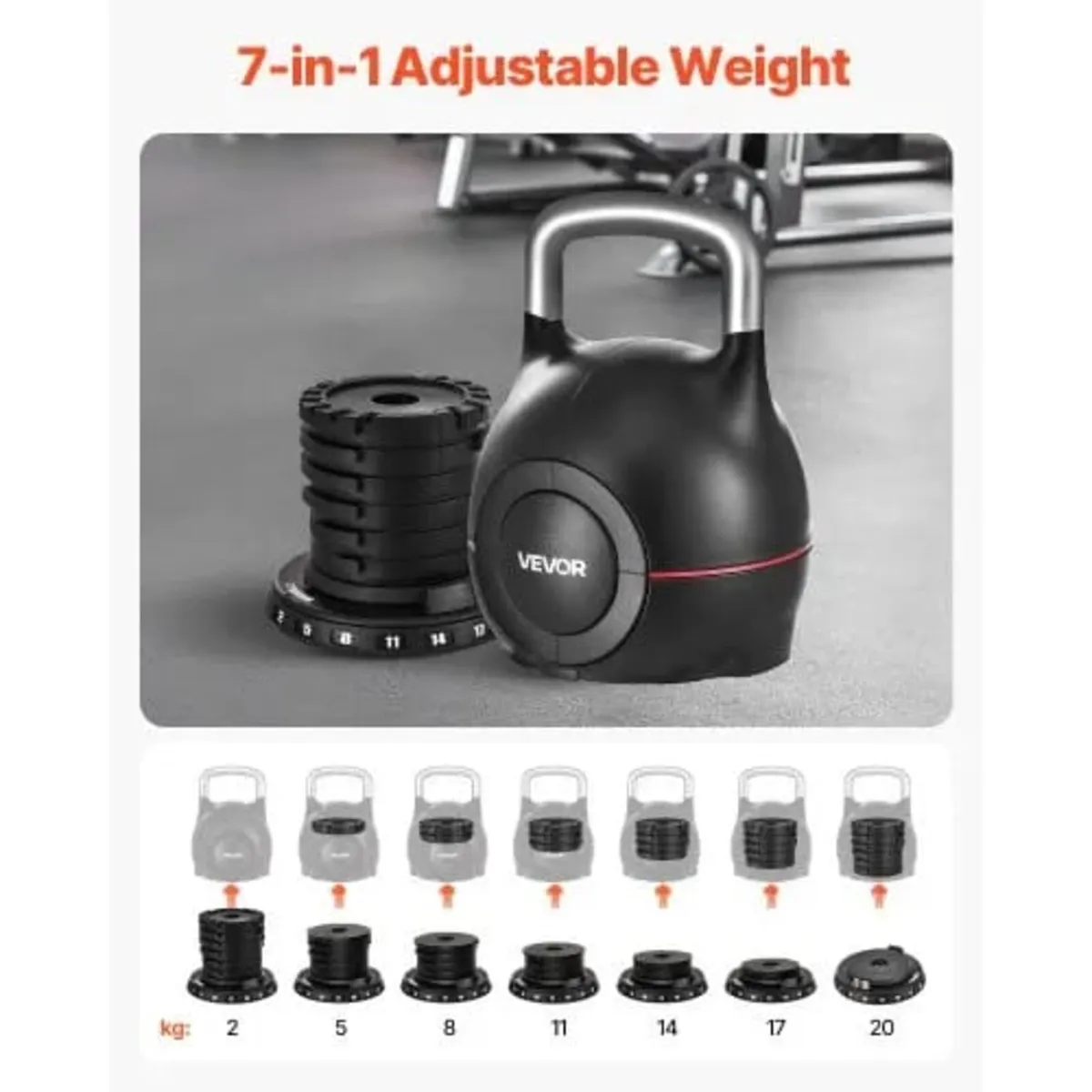 Kettlebell, Adjustable Kettlebell with 7 Weight Le - Image 4