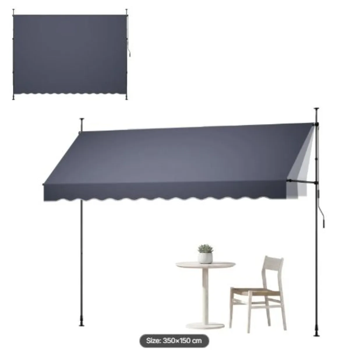 Manual Retractable Awning,350cm Outdoor Retractab - Image 1