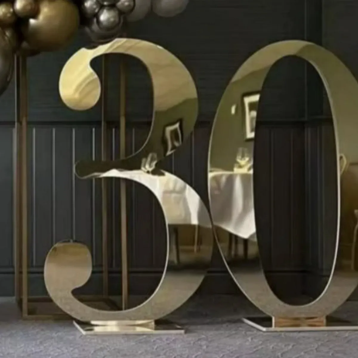 Large Laser Cut Numbers Acrylic Mirror Gold 4Ft - Image 1