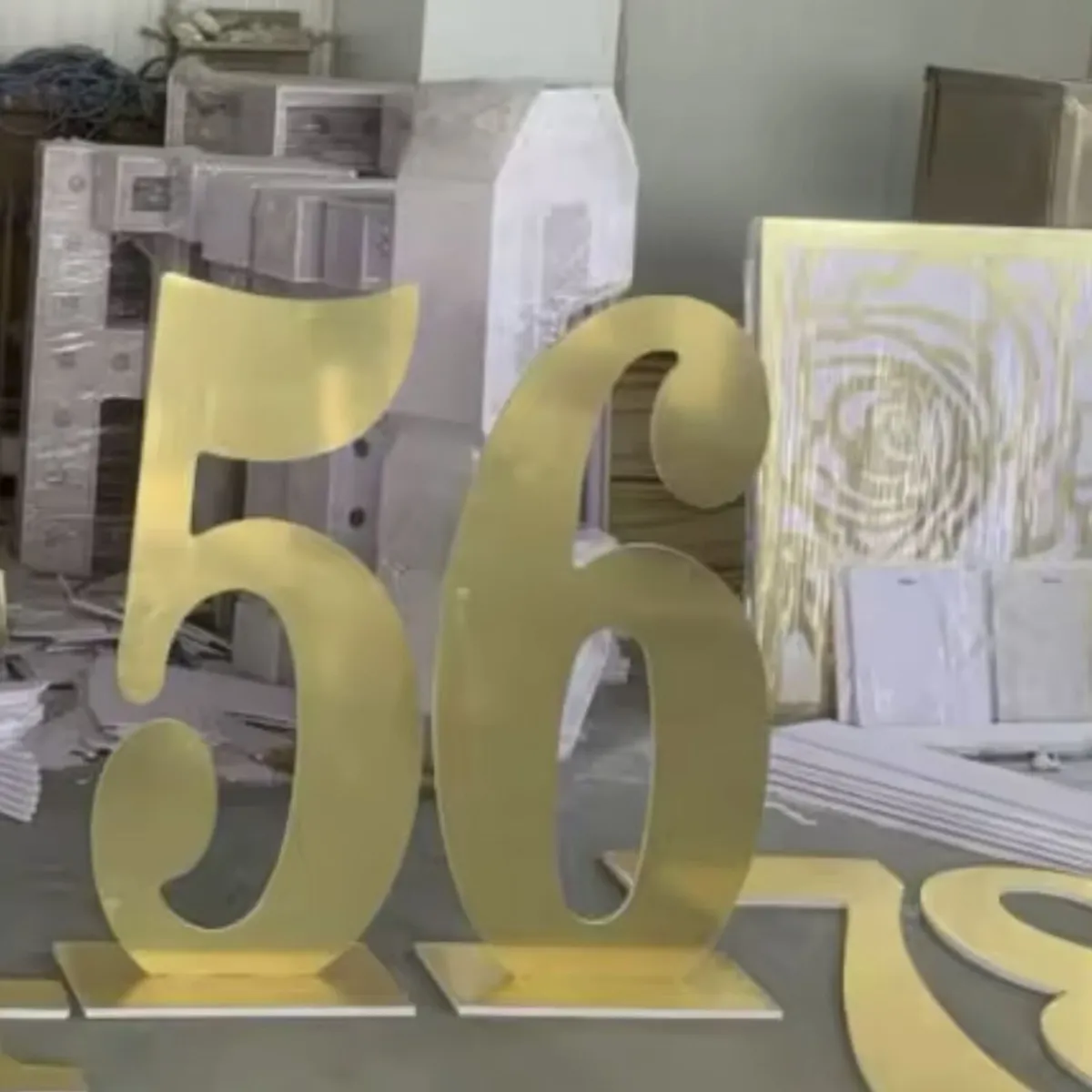 Large Laser Cut Numbers Acrylic Mirror Gold 4Ft - Image 2