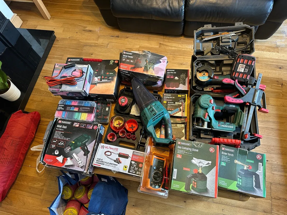 Large mixed tool lot  parkside power tool and acce - Image 1
