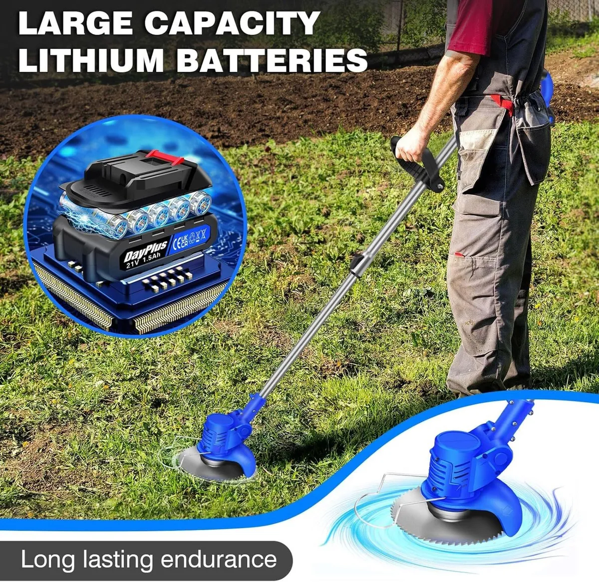 Cordless Garden Strimmer with Metal Blade & Charge - Image 4