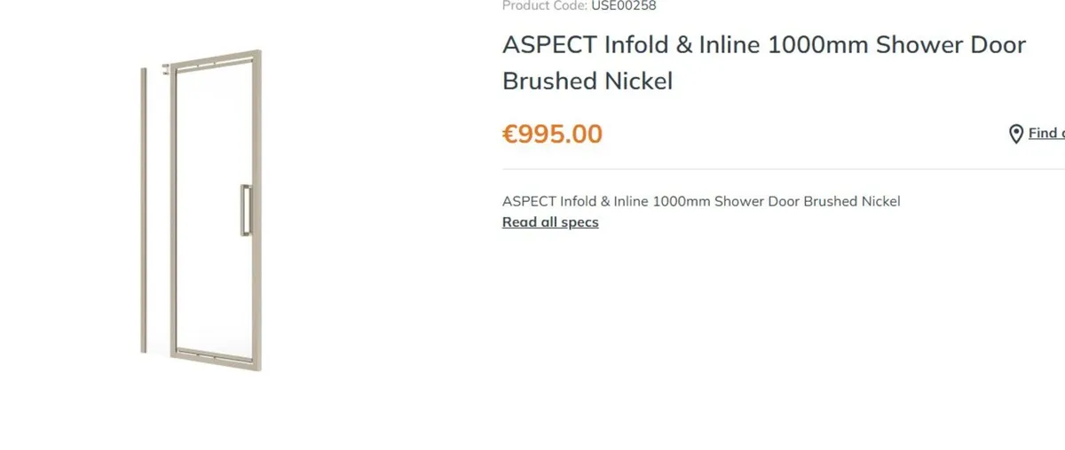 Sonas " Aspect" Shower Door Brushed Nikel - Image 3